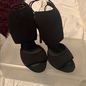 Black tie up back heels